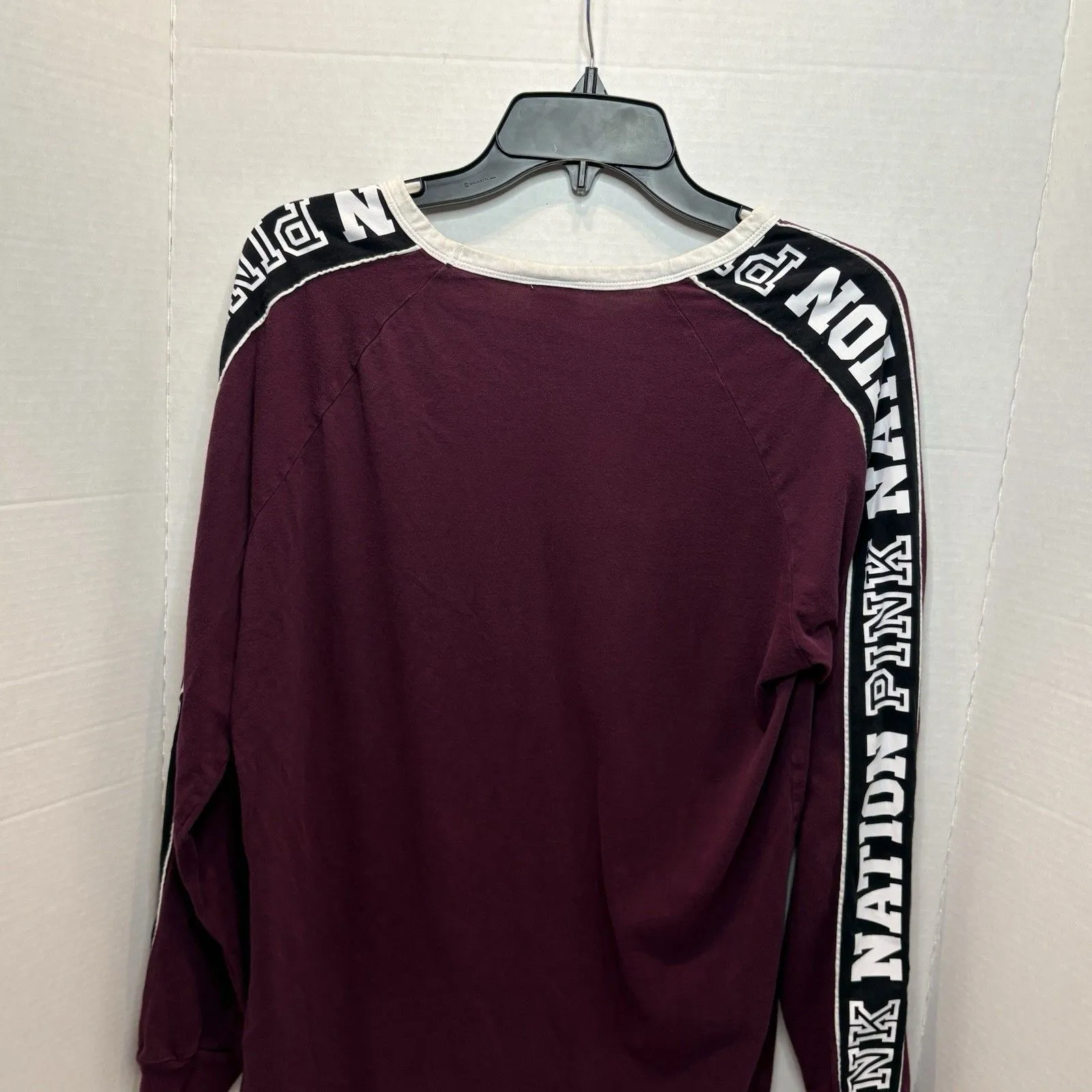 Victoria’s Secret VS Pink Long Sleeve Campus Baseball Oversized T-Shirt Tunic S - Image 3
