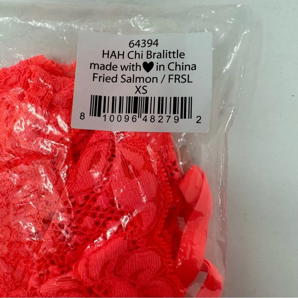 We Are HAH Chi Bralette Fried Salmon Pink Floral Lace Sheer Adjustable XS NEW - Image 16