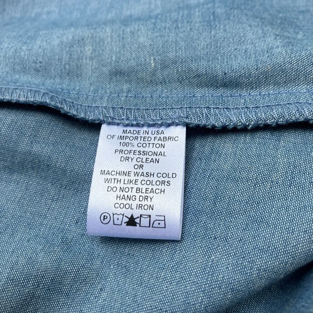 Kal Rieman Top Shirt Sz S Blue Chambray Sleeveless Button Up Western Casual - Image 9