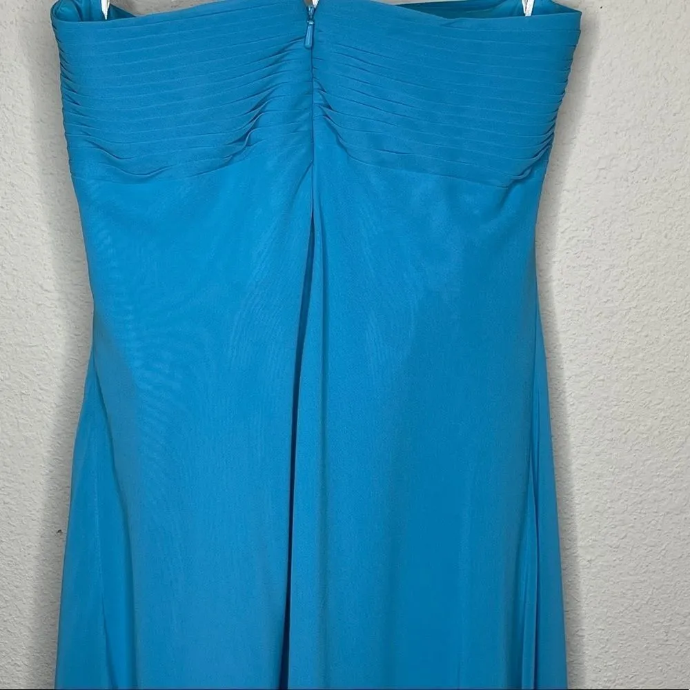 David's Bridal Formal Strapless Dress Blue - Image 3