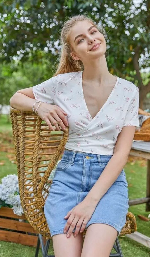 Floral Wrap Top - Image 3