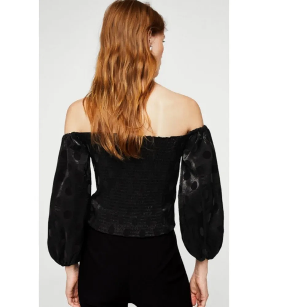 NWT MNG Mango Off The Shoulder Puff Sleeve Polka Dot Blouse - Image 3