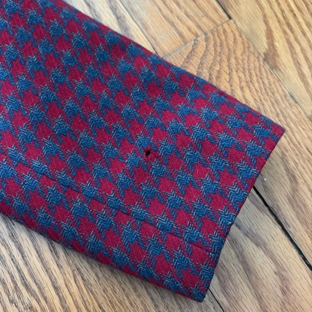 Vintage Pendleton Houndstooth Wool Crop Blazer‎ Jacket Blue  Red Sz 8 Petite - Image 14