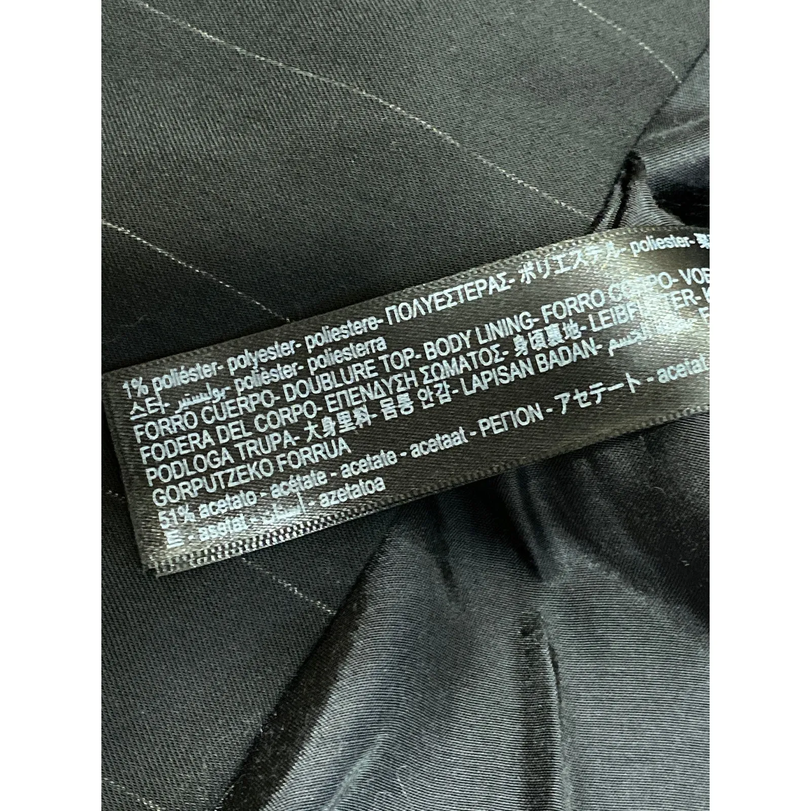 Massimo Dutti Black Pinstriped Double Breasted Long Sleeve Blazer Coat Jacket 10 - Image 5