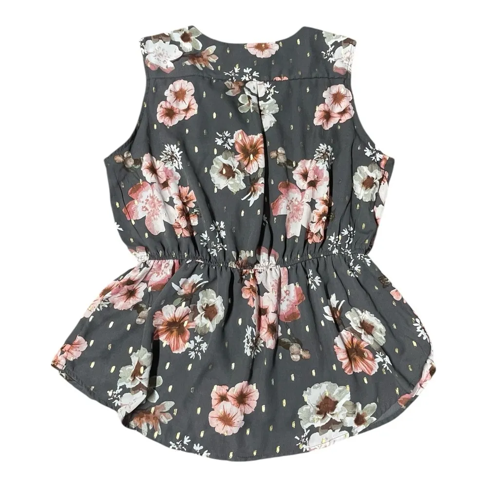 J for Justify Sleeveless Floral Peplum Blouse with Zipper Front – Size L - Image 2