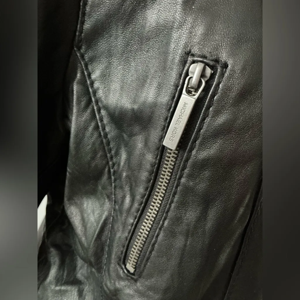MICHAEL KORS leather Jacket🔥 Black Size L - Image 10