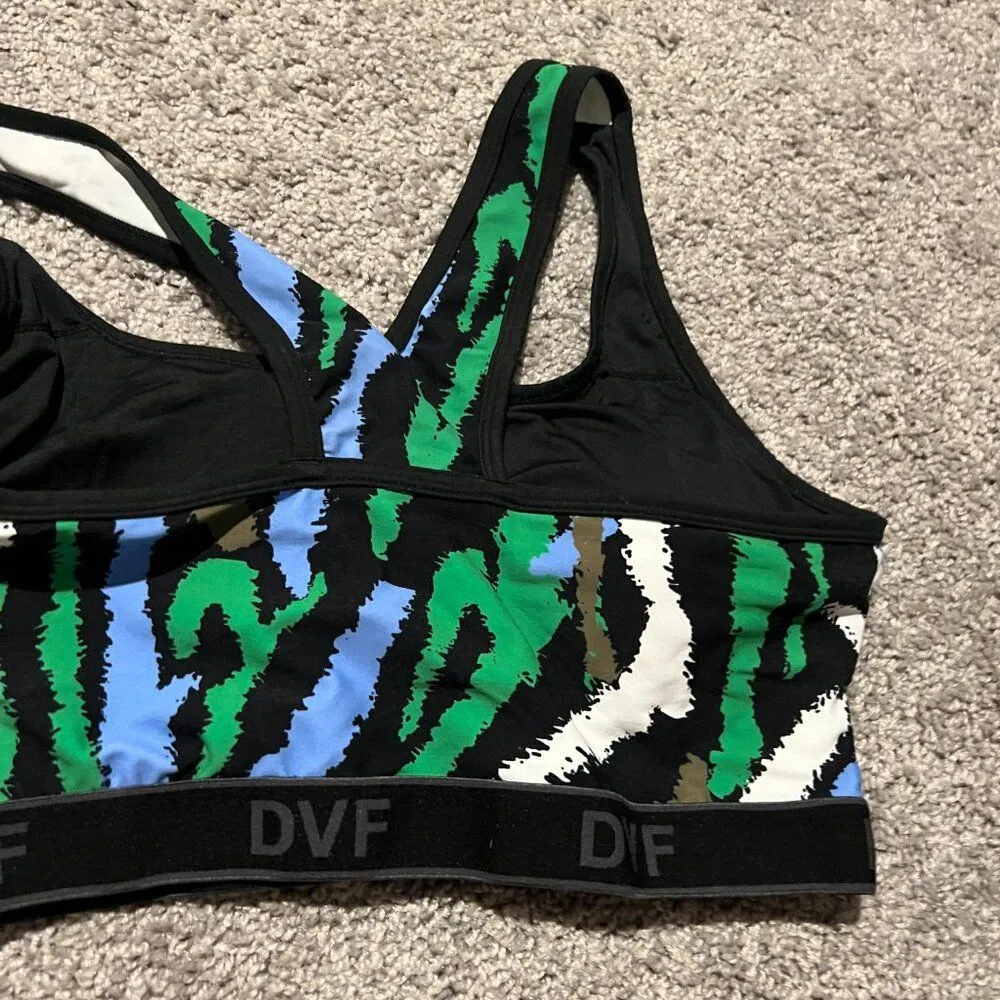 Diane Von Furstenberg Target Disco Zebra Green Racerback Sports Bra L - Image 8