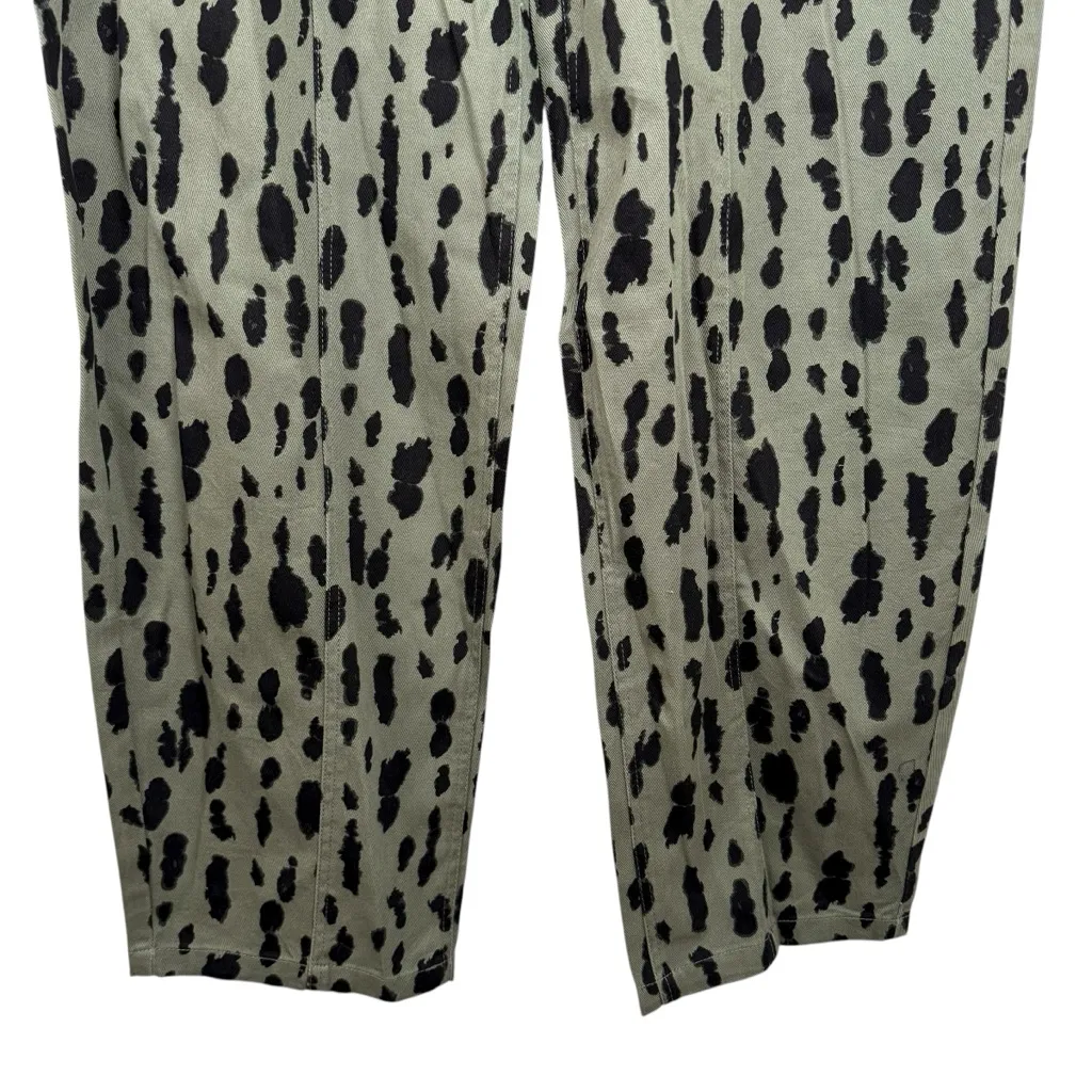 NWT Scoop Seamed Denim Barrel Jeans Wide Leg High Rise Leopard Print Olive SZ 6 Green - Image 7