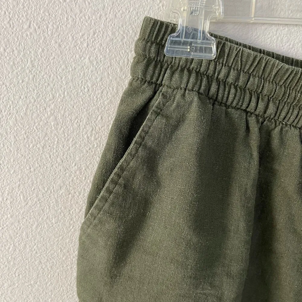 Old Navy Green Linen Pull On Shorts Womens (Small) - Image 2