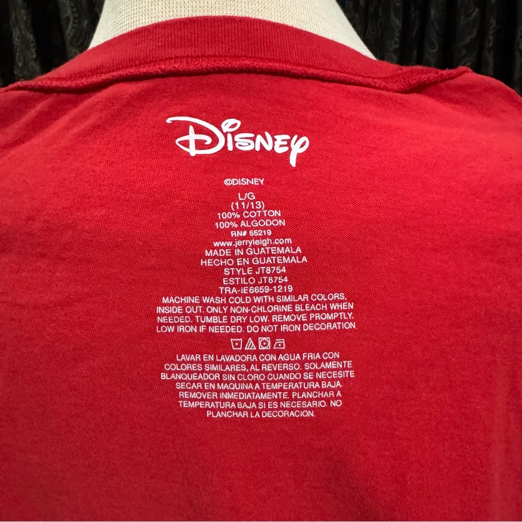 Disney Women Red Minnie Mouse Mom Graphic Design Short Sleeve Crew Neck Top Sz L - Image 6