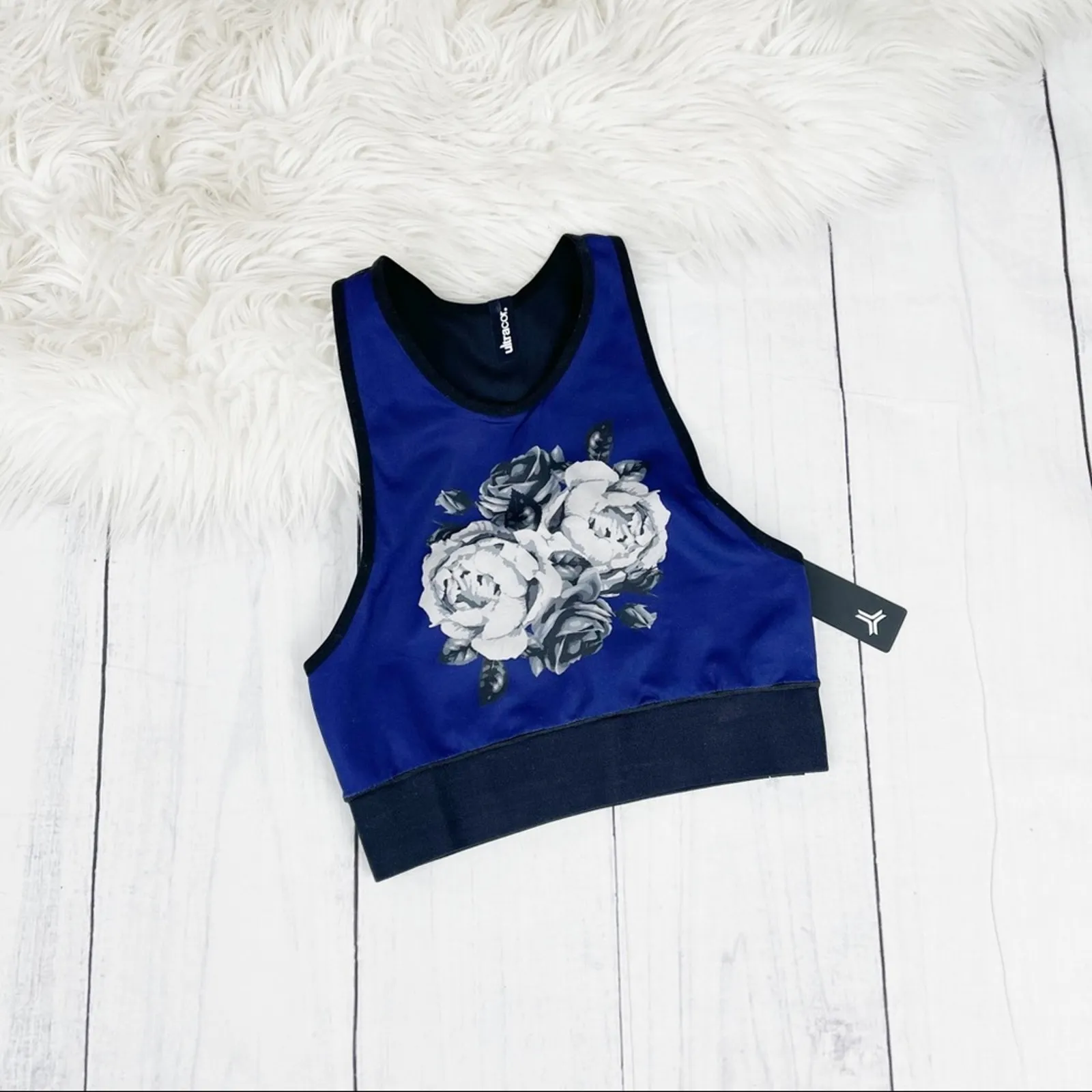 Ultracor‎ Women's The Altitude Silk Posey Blue Print Sleeveless Crop XS NEW - Image 2