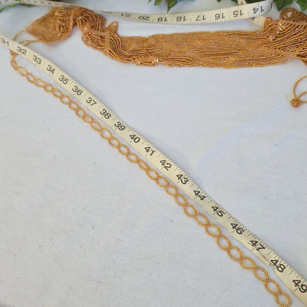 Artisan Gold AB Glass Seed Bead Adjustable Belt Orange - Image 15