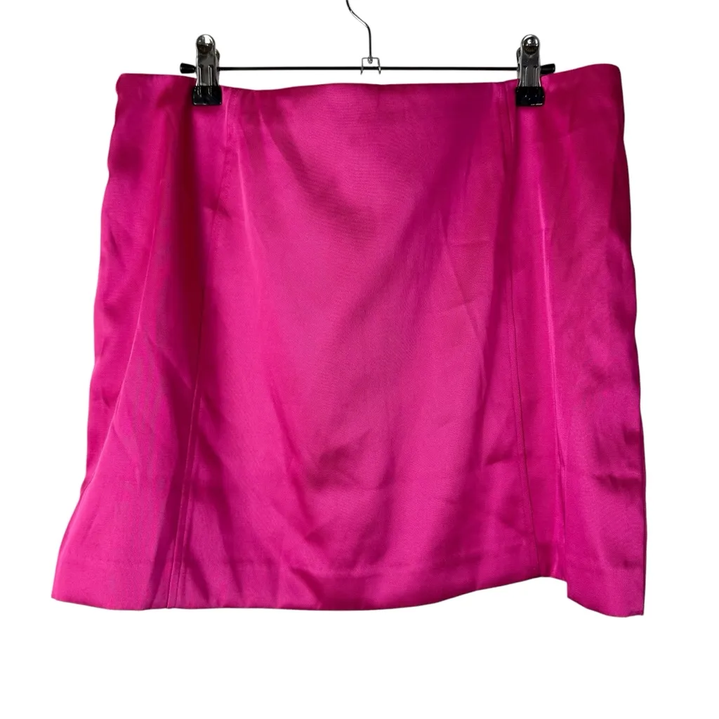 H&M Hot Pink Side Zip Satin Mini Skort 12 - Image 2