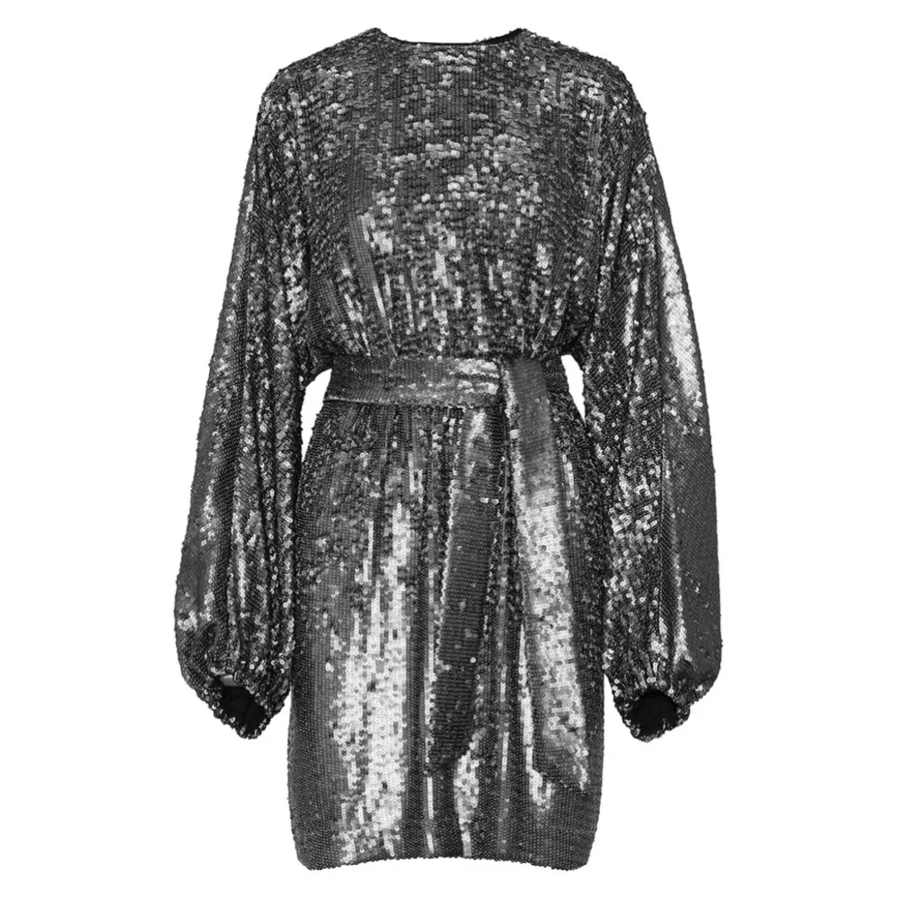 NWT ANINE BING Angie Sequin Long Sleeve Belted Shift Dress in Size Small - Image 9