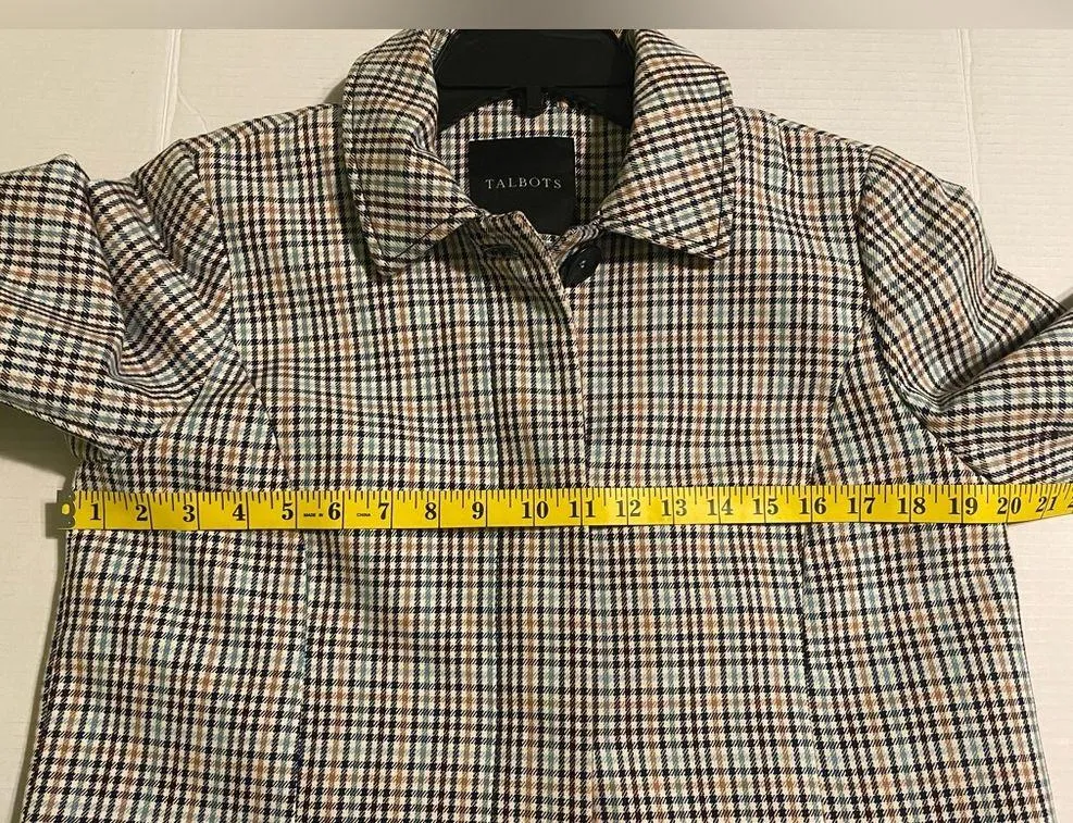 Talbots Plaid Checkered Mac Classic Lined Jacket Overcoat - 4 - Image 6