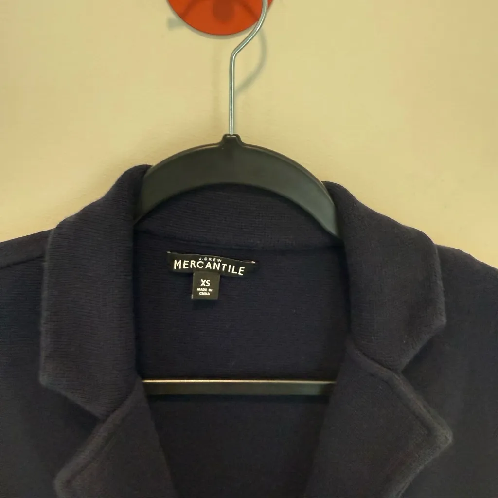 J.CREW MERCANTILE navy Cotton Knit Blazer Jacket XS Cardigan Blue - Image 4