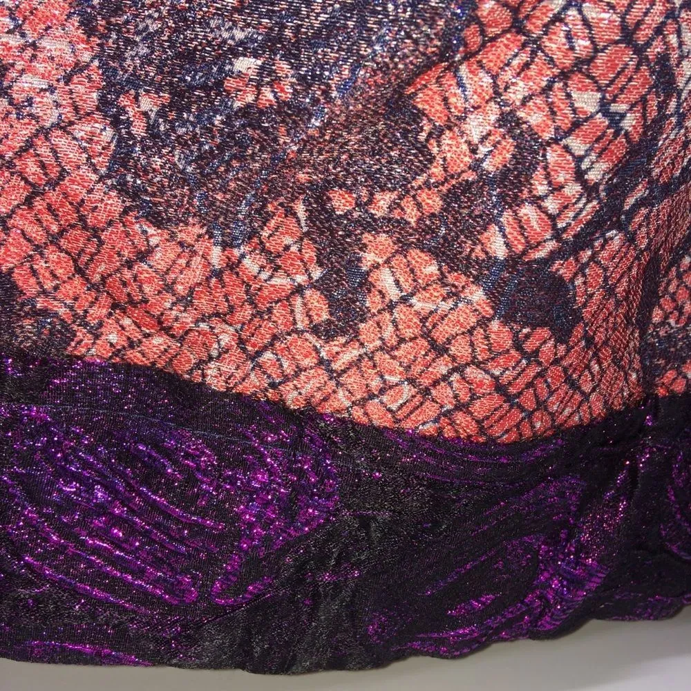 RARE Gregory Parkinson Patchwork Skirt in Pinks/Purples w/Black Lace Print - Image 8