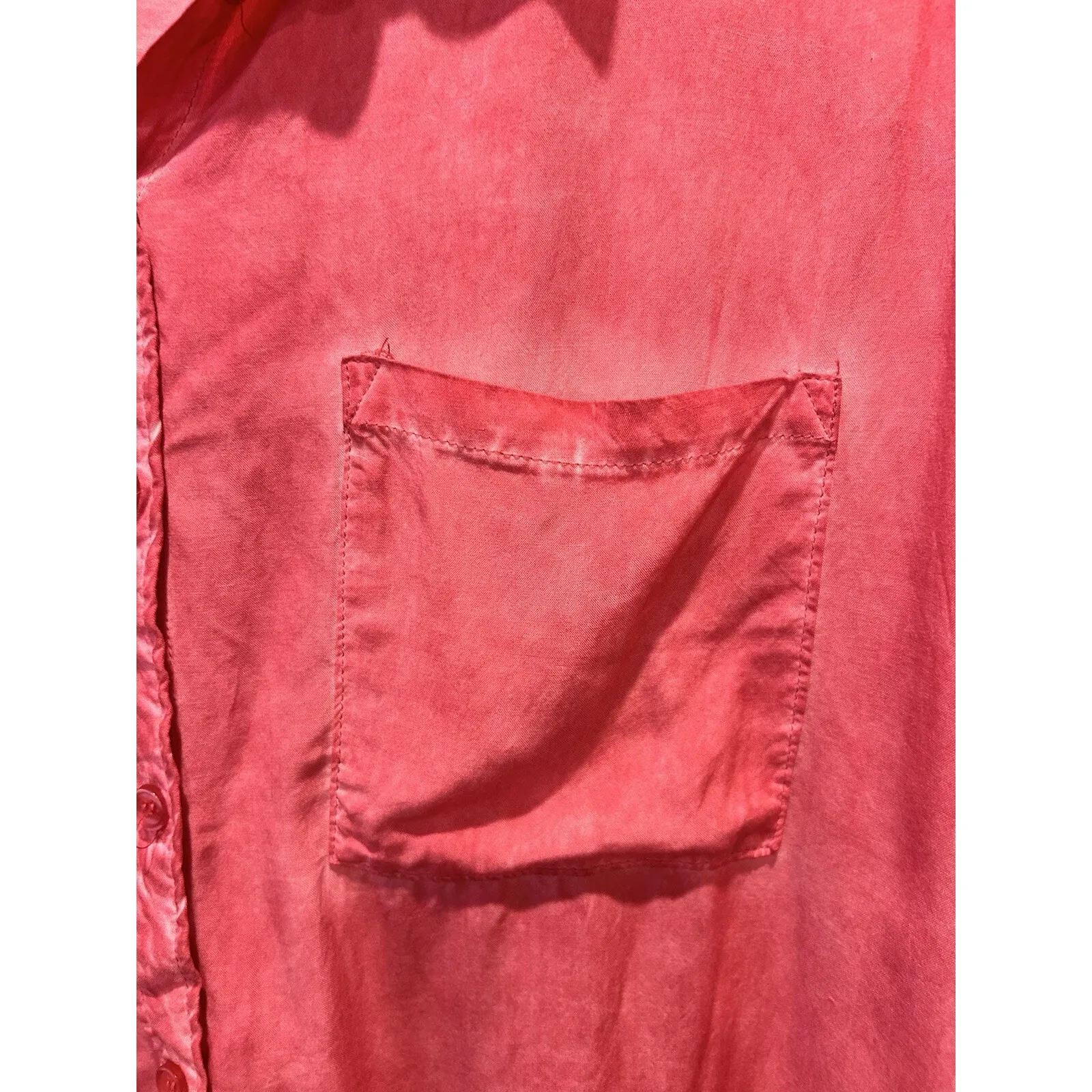Velvet‎ Heart Womens Pink Washed Button Up Shirt Short Sleeve Collared Medium - Image 2