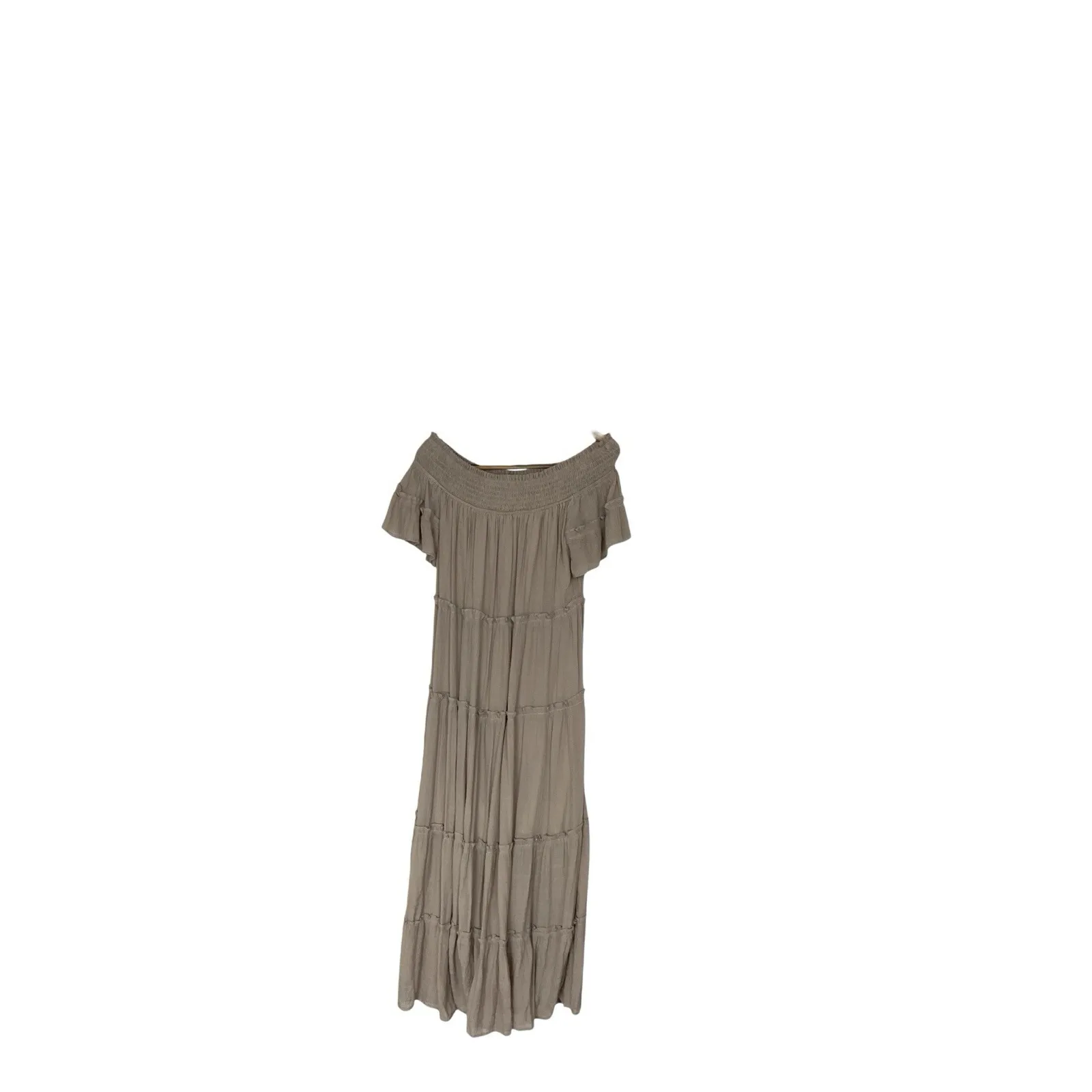Jodifl Maxi Dress  Off Shoulder Tiered‎  Taupe Size L - Image 3