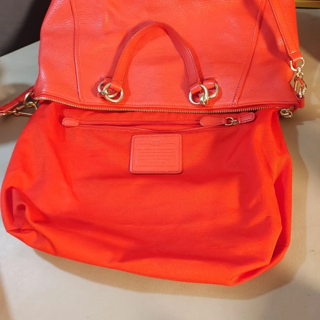 Coach Red Satchel Crossbody Bag Colette Cardinal Pebbled Leather Gold Hardware - Image 4