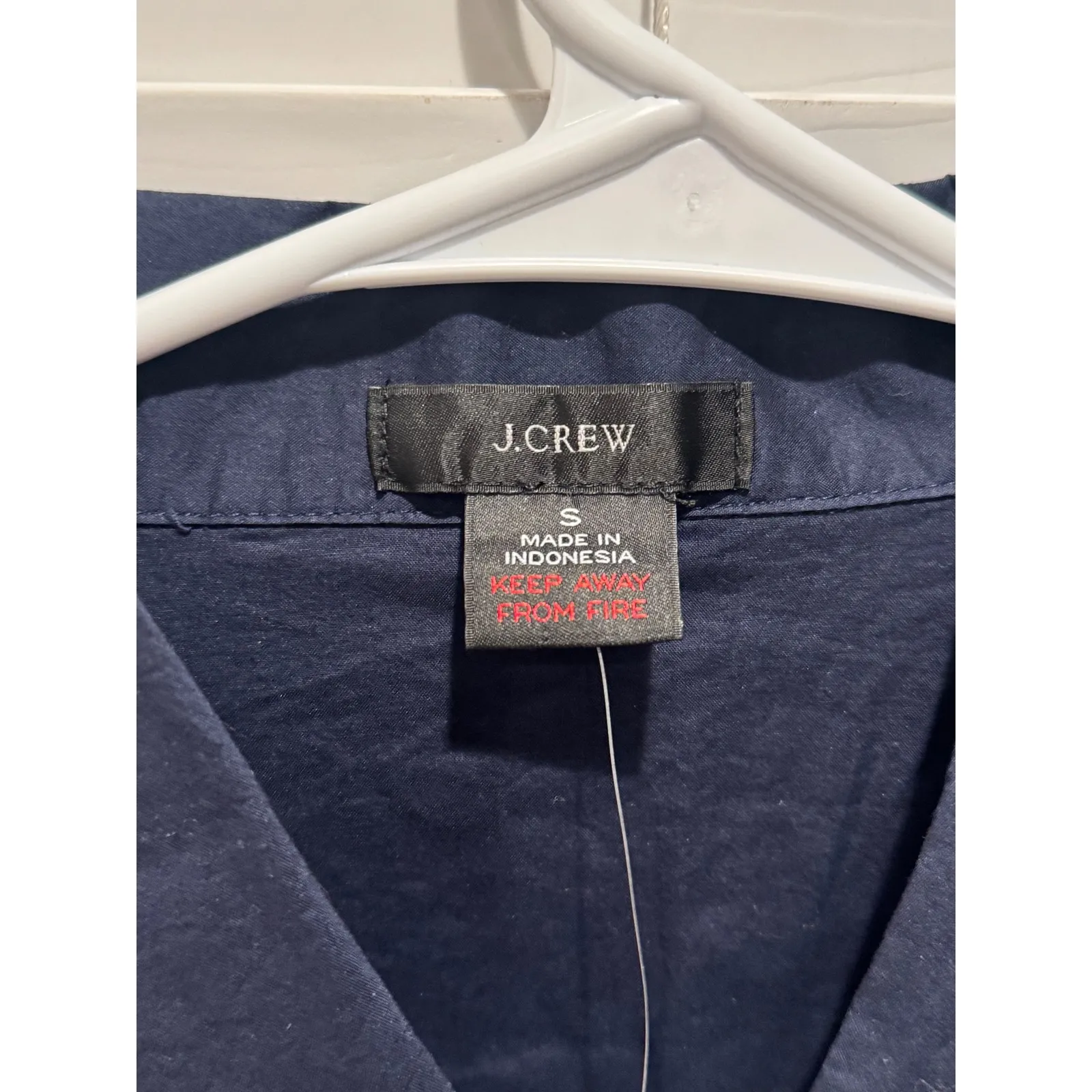 NEW J.Crew Button Down Pajama Top Navy Blue White Piping Classic Button Up Sz S - Image 6