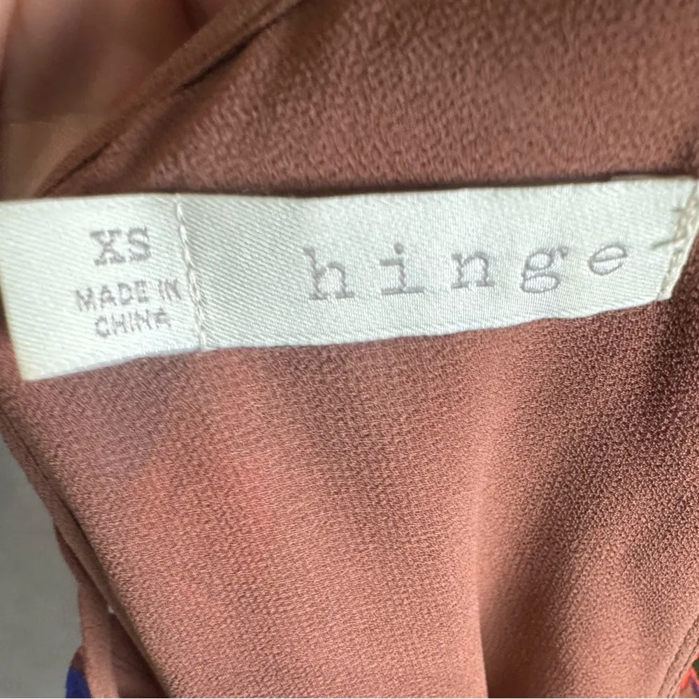 Nordstrom Hinge chocolate brown floral keyhole dress size XS - Image 4