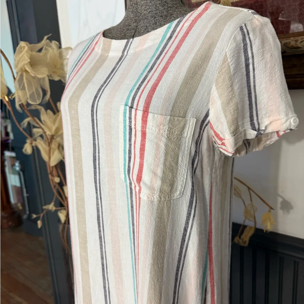 Cloth & Stone Linen Blend Striped Button Back Dress ~ Size Small 💚🍄 - Image 2
