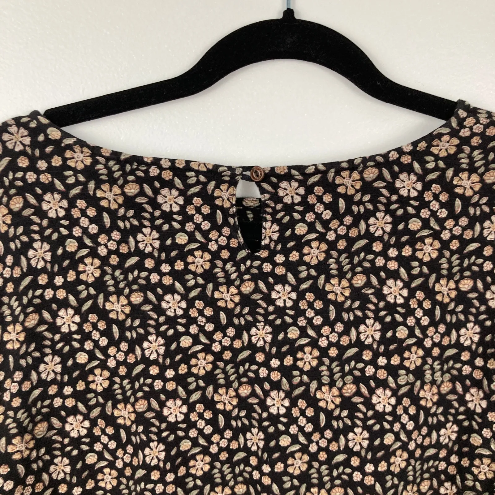 FatFace Womens US 6/UK 10 Dark Floral Ditsy Top Cottagecore Fairy Grunge Y2K Black - Image 9