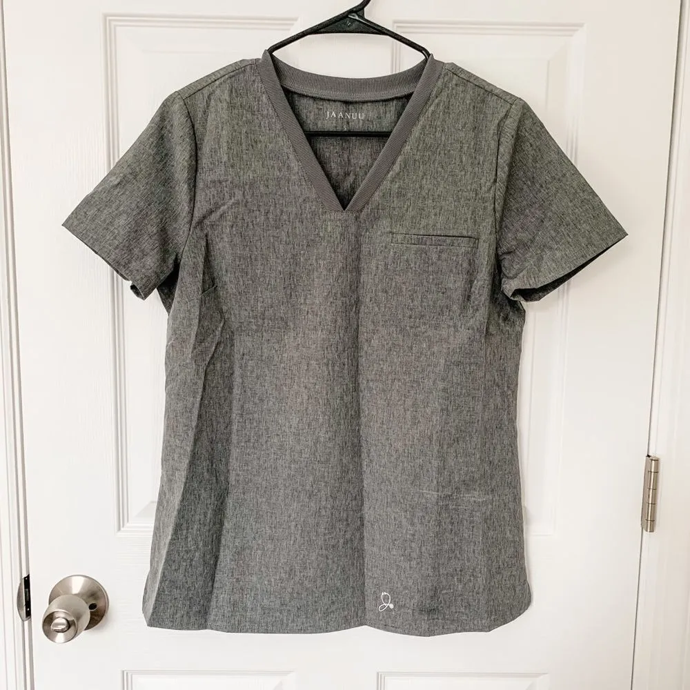 NEW Jaanuu heather grey scrub top - Image 2