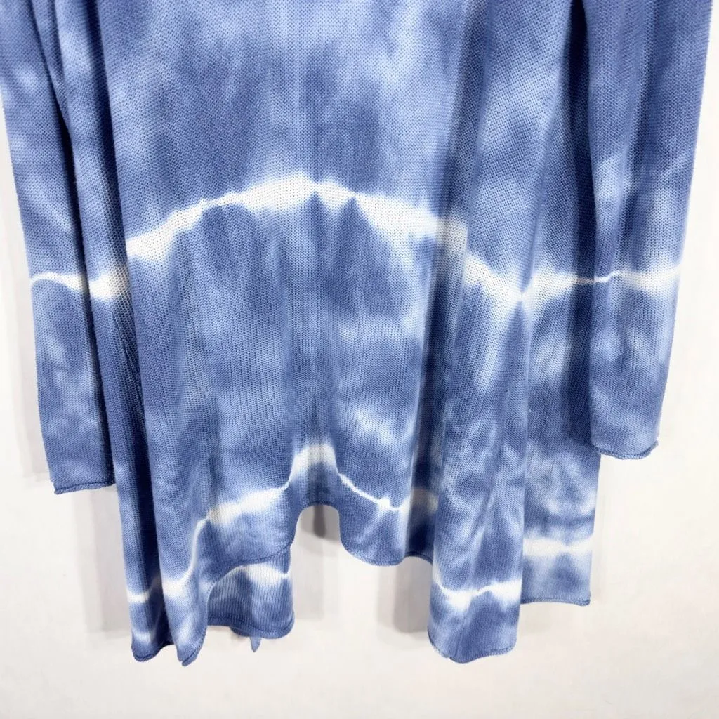 Neiman Marcus Medium Cardigan Sweater Open Front Knit‎ Blue Tie Dye Mid 356 - Image 4