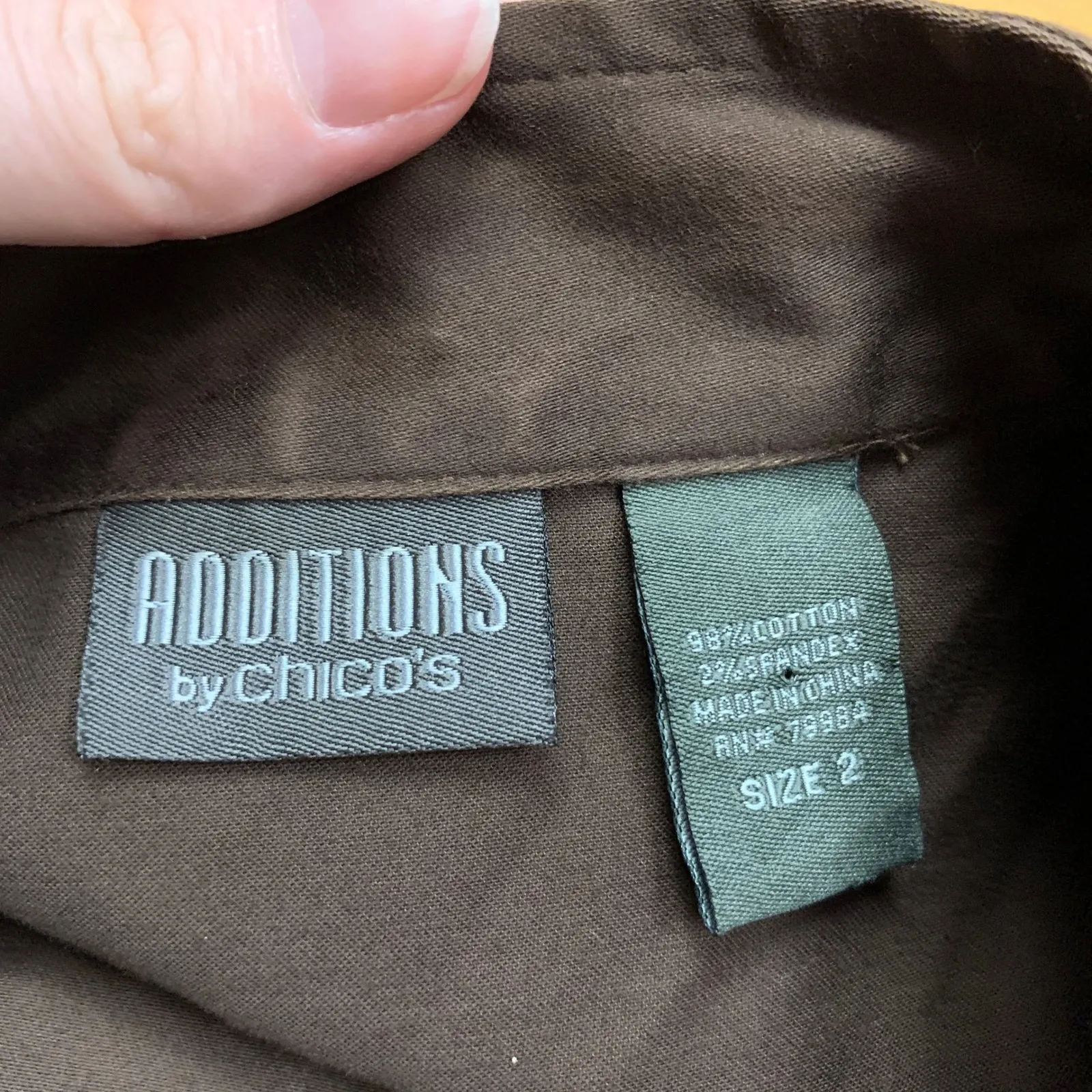 Additions by Chico's Jacket‎ Brown 3/4 Sleeve Button Up Collared Womens Large - Image 5