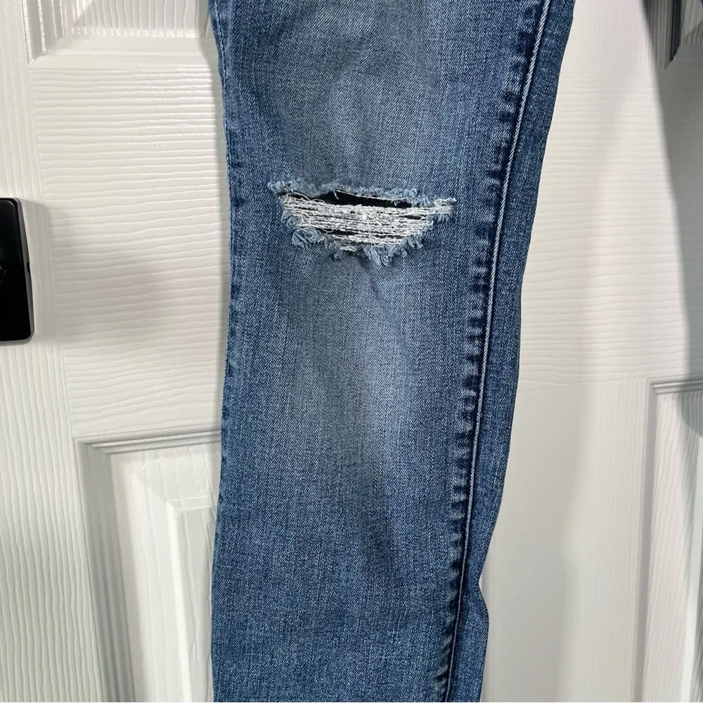 Loft Women’s Modern Skinny Jeans Size 4/27 Blue Mid Rise Wash Distressed Ripped - Image 4