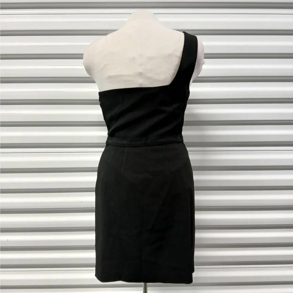 Theory Kaholo Cocktail Dress Women's Size 4 Black One Shoulder Wedding Party - Image 4