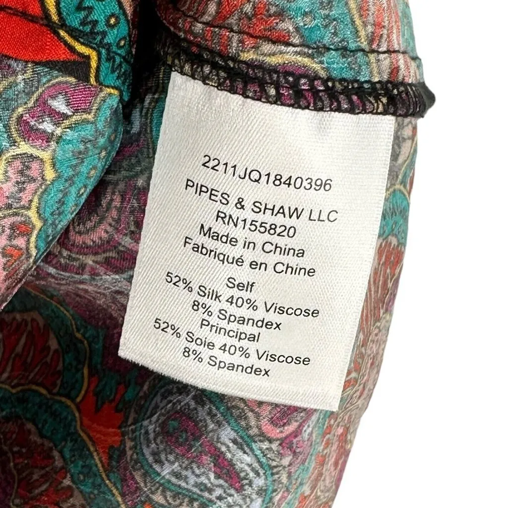NWT Veronica Beard Simmons Paisley Floral Silk Blend Top Flame Red Multi Size 6 - Image 7
