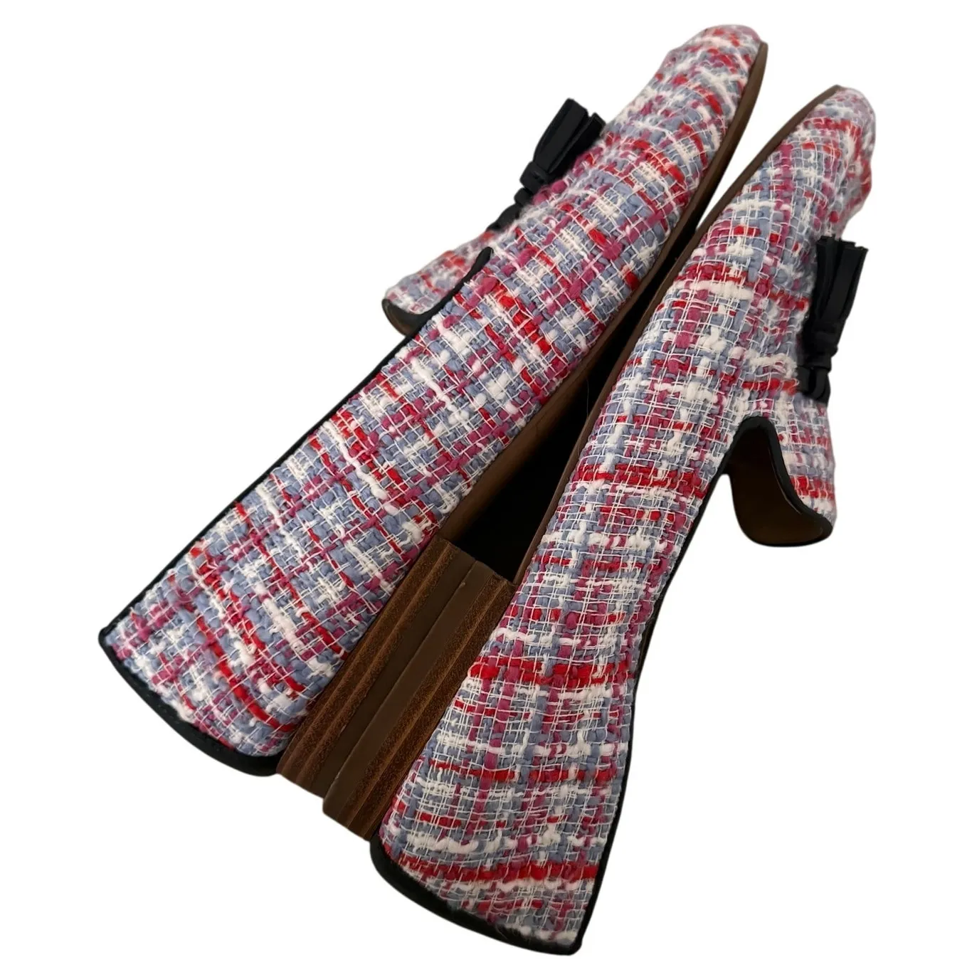 Ann Taylor MultiColored Tweed/Leather Office/Work/Casual/Preppy SlipOn Loafers-8 - Image 5