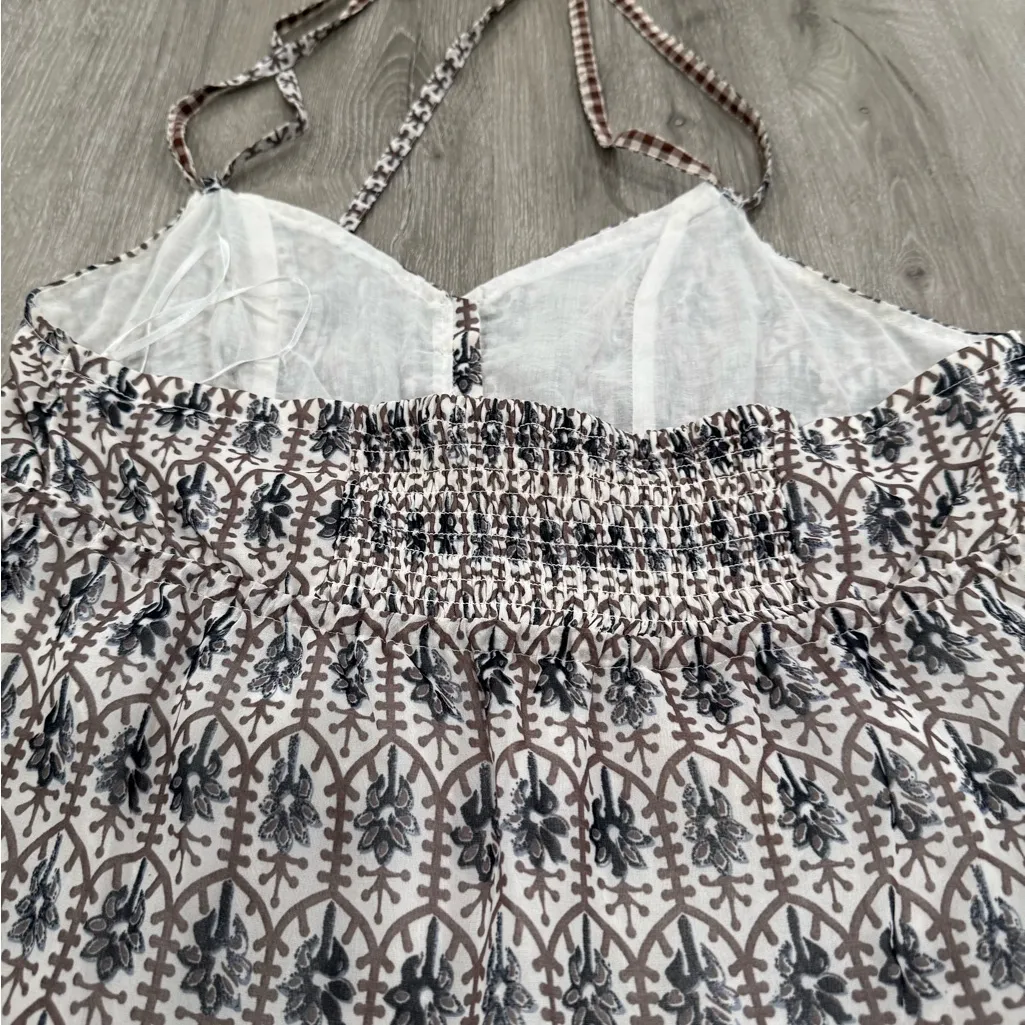 American Eagle Womans Size 12 Sheer beige Blue Halter Paisley dress Festival NWT - Image 10