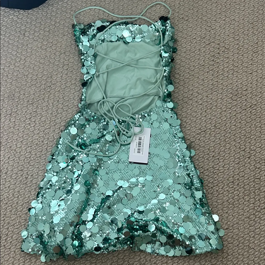 Beginning Boutique Sequin Mini Dress in Green - Image 4