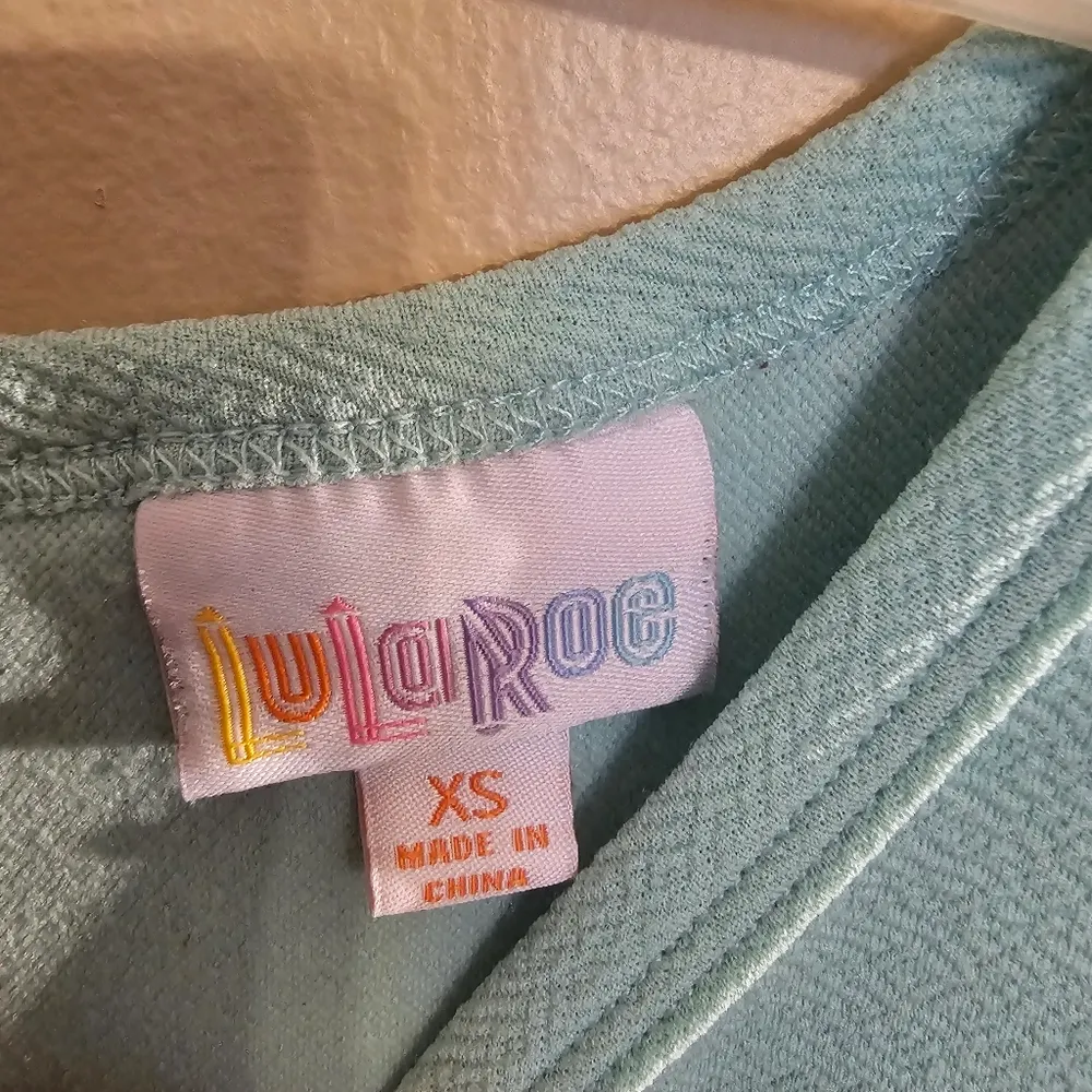 LulaRoe Amelia Simply Comfortable Seafoam Orange and Navy Dress with Pockets - Image 3