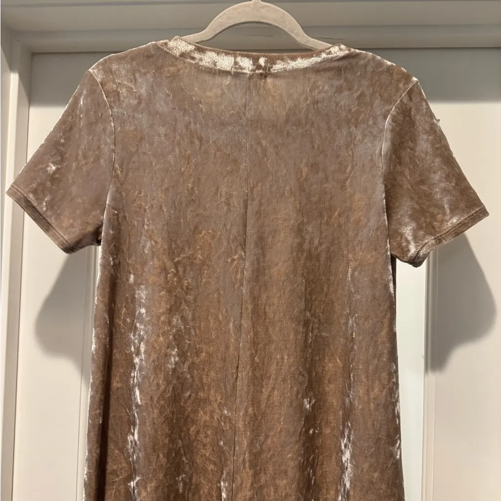 Cotton Bleu Women’s Elegant Crushed Velvet Brown Dress Size S Whimsigoth Chic - Image 7