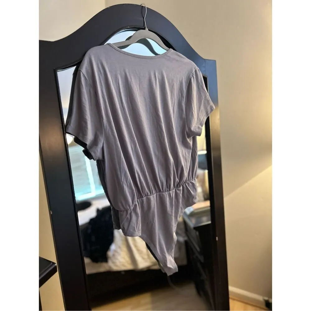 NEW Gray Bodysuit Romper Shirt 2X Gray Size XXL - Image 2