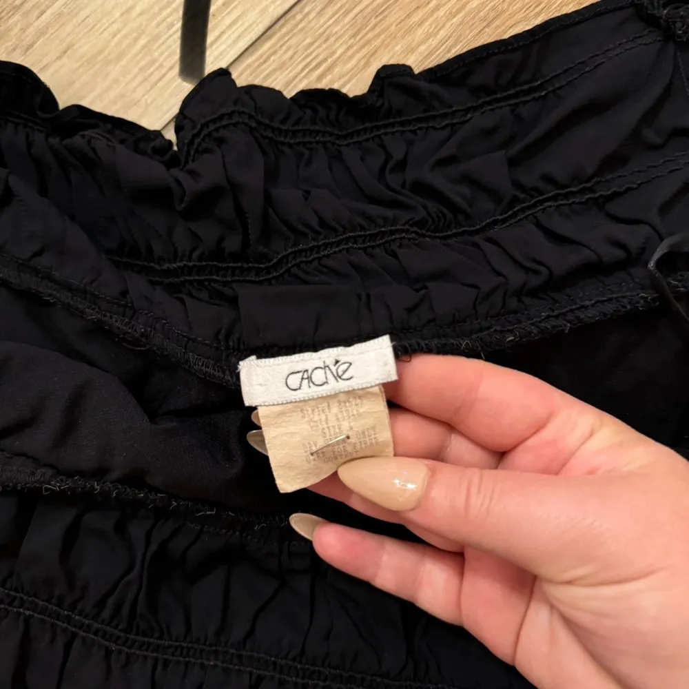 vintage CACHE black off the shoulder blouse black longsleeve size 4 - Image 3