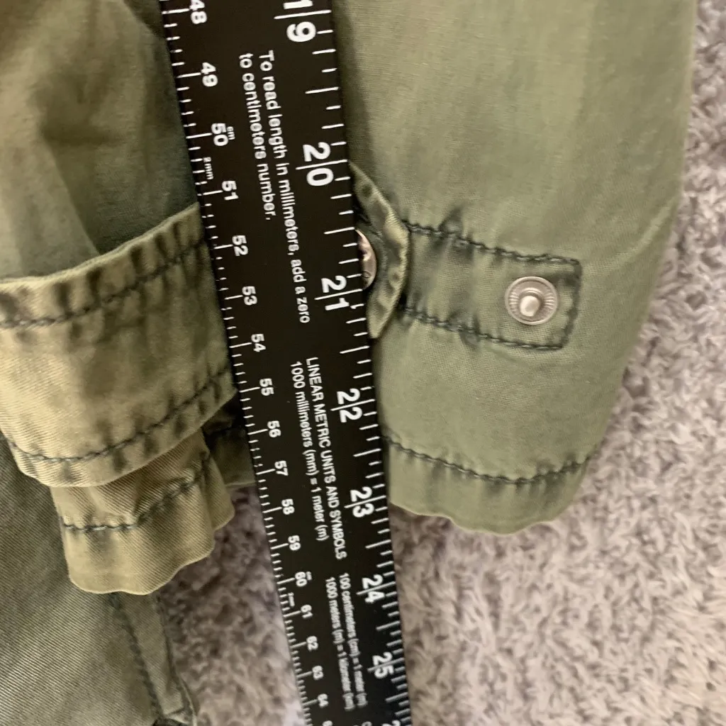 Buffalo David Bitton Utility Jacket Women’s Size M Green Hooded 4 Pocket Cotton - Image 4