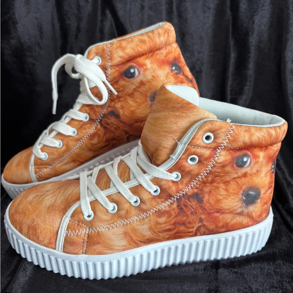 ForU Designs Custom Golden Doodle Hightop Sneakers Sz 38/Womens 7.5/Mens 5.5NWOT Gold - Image 2