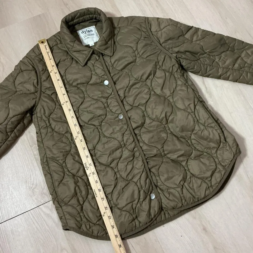 Dylan Los Angeles Quilted Puffer Button Up Jacket Brown XS FLAW - Image 8
