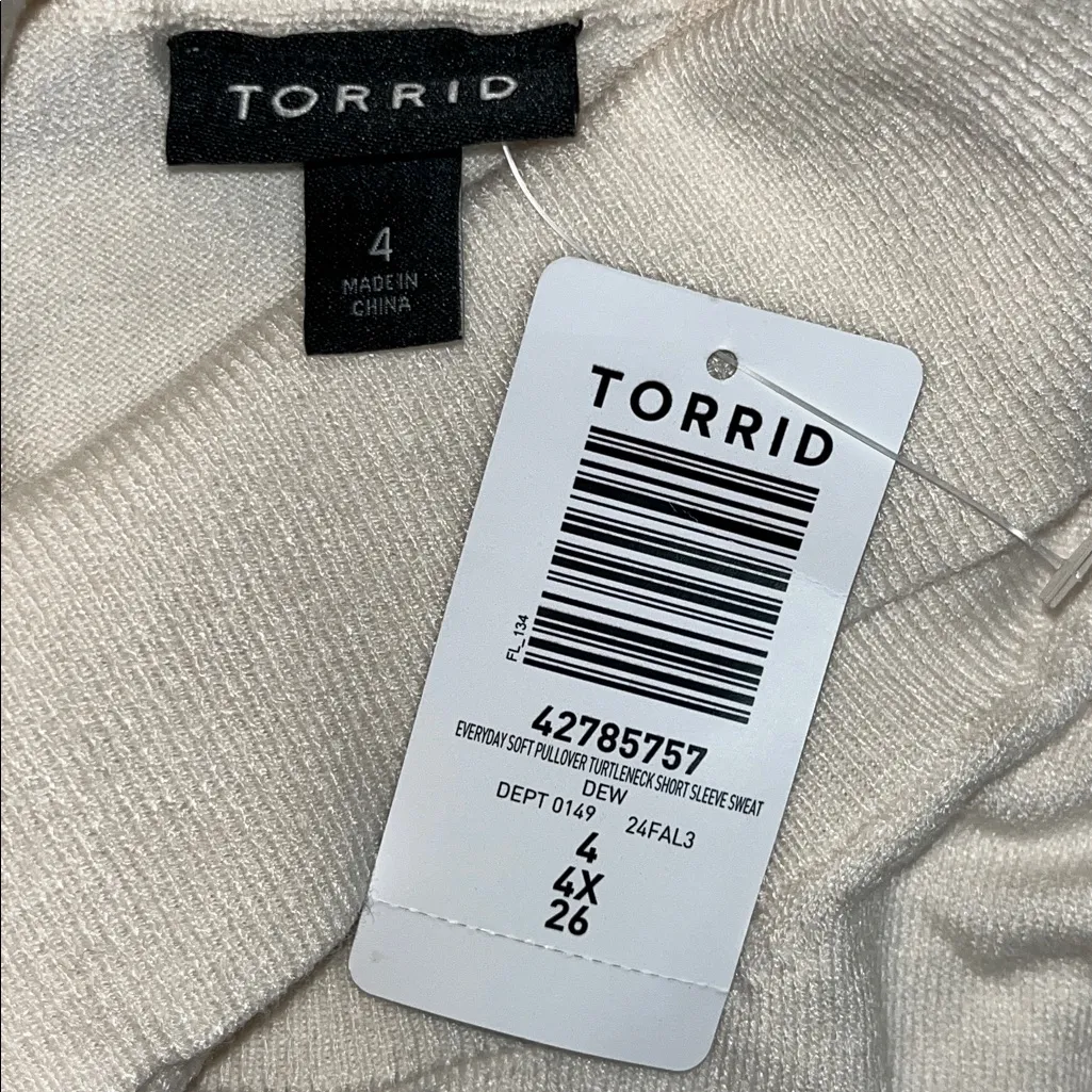 Torrid Size 4 Cream Everyday Soft Short Sleeve Pullover Turtleneck Sweater Top - Image 5