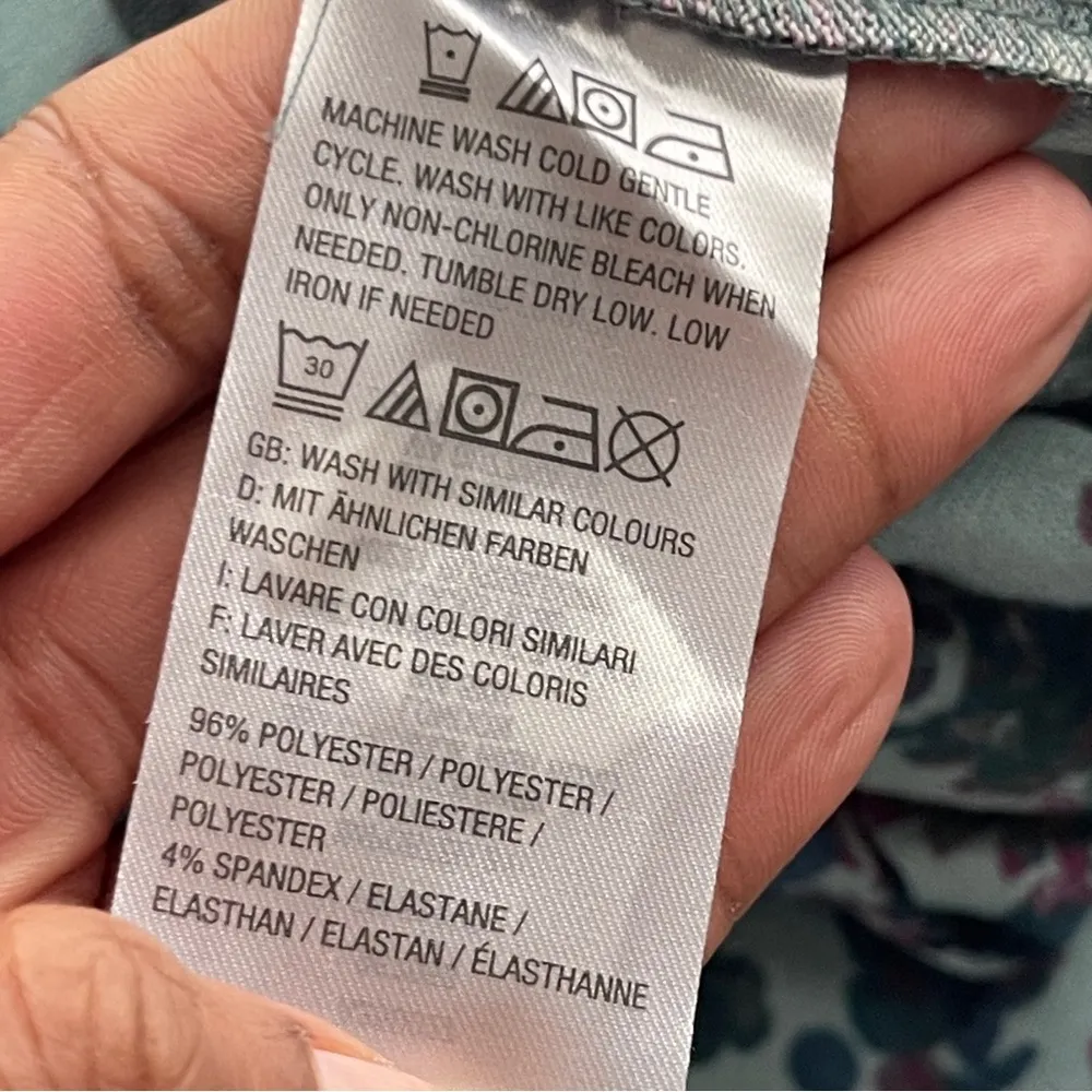 DENIM & CO | Teal Floral V-Neck Knit Top Sz XS - Image 8