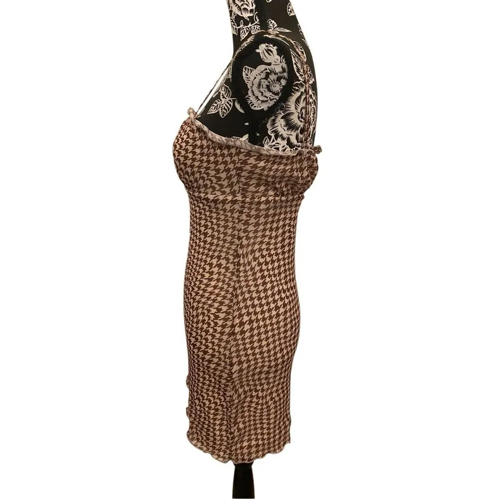 La Hearts Ruffle Houndstooth Tank Dress Sexy Party Formal Summer - Image 3