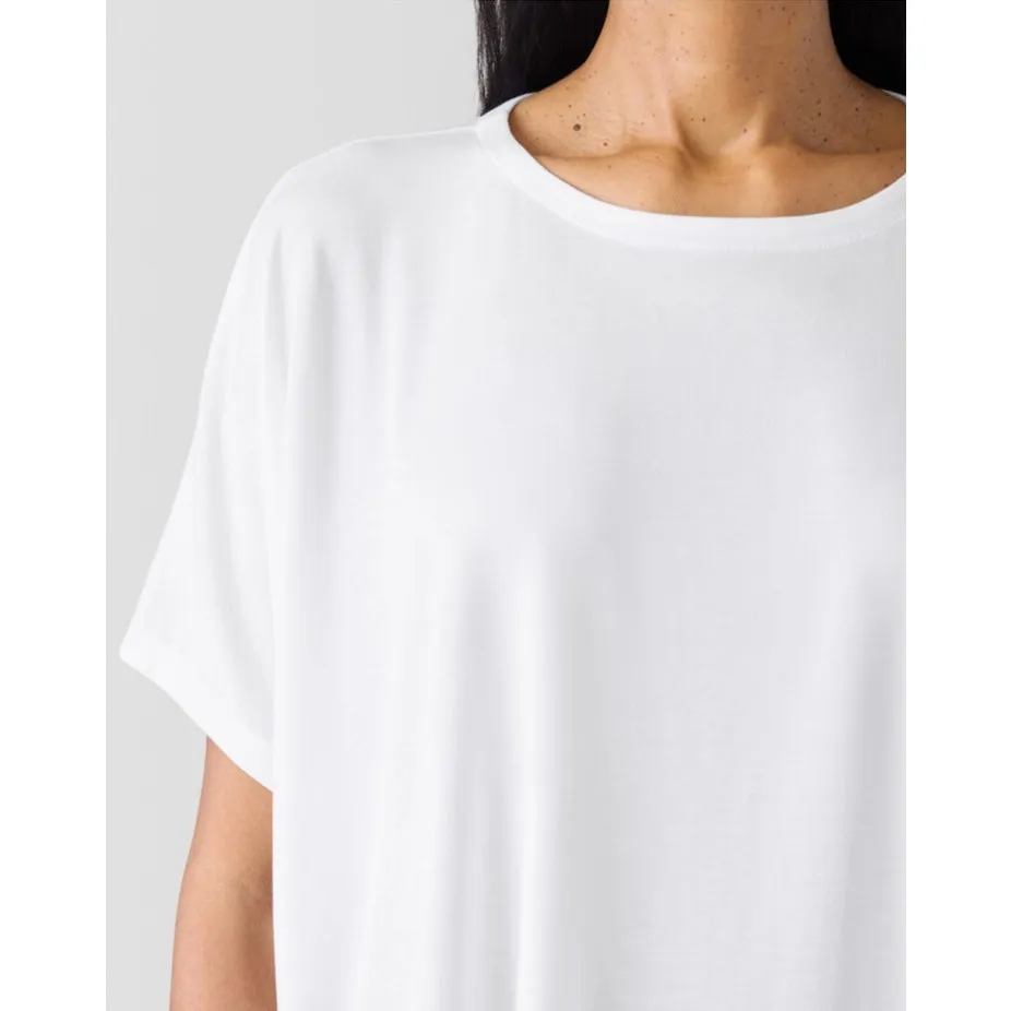 NWOT Eileen Fisher Fine Jersey Crew Neck Box-Top in White, M - Image 4