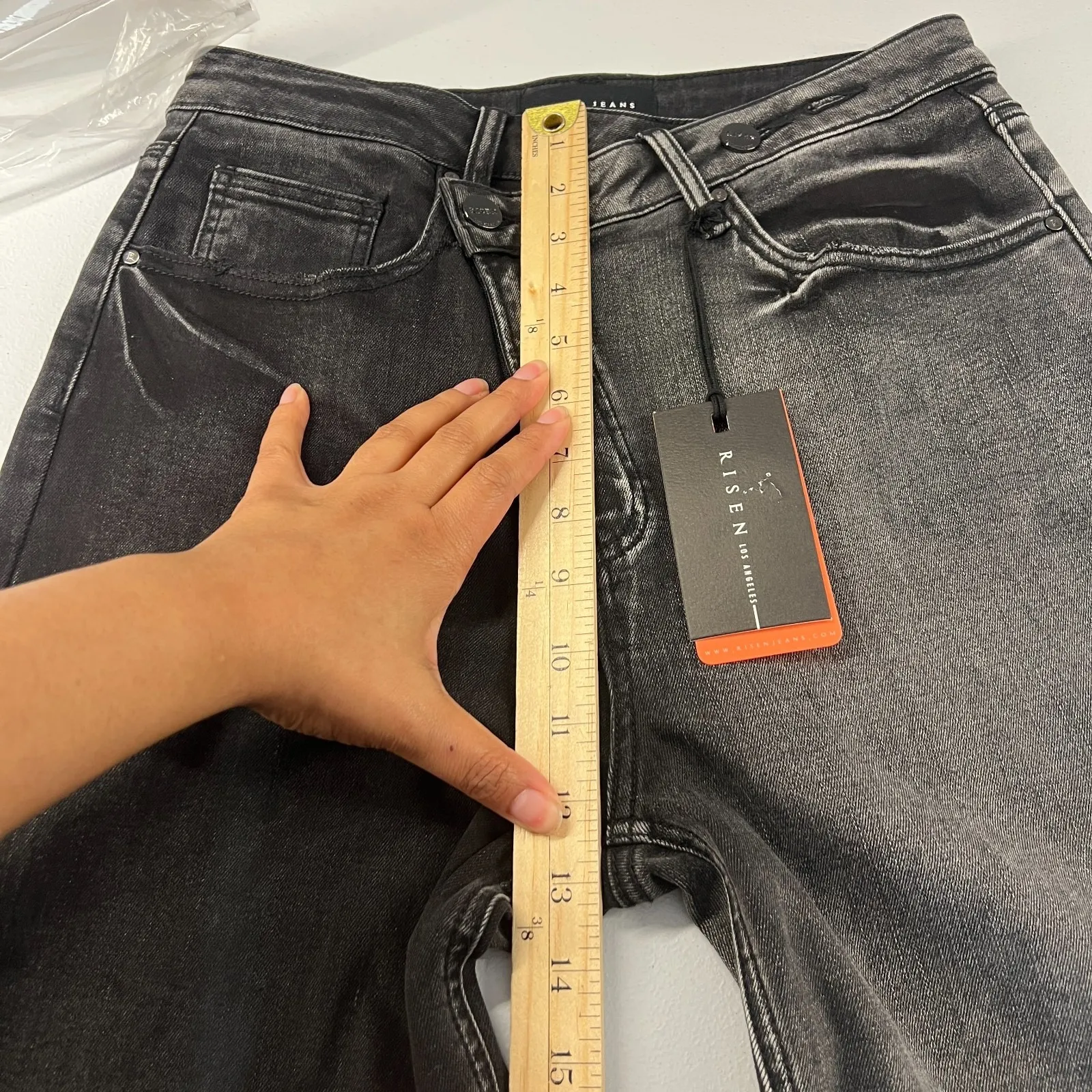 Risen Crossover Two Tone Jeans Womens 9 Black Gray Denim Cotton Straight Leg Size undefined - Image 12