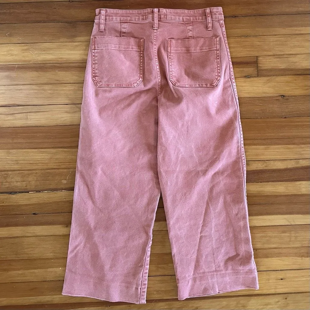 Madewell Slim Emmett Wide-Leg Crop Pants in Sweet Dahlia Pink Size 28 - Image 3